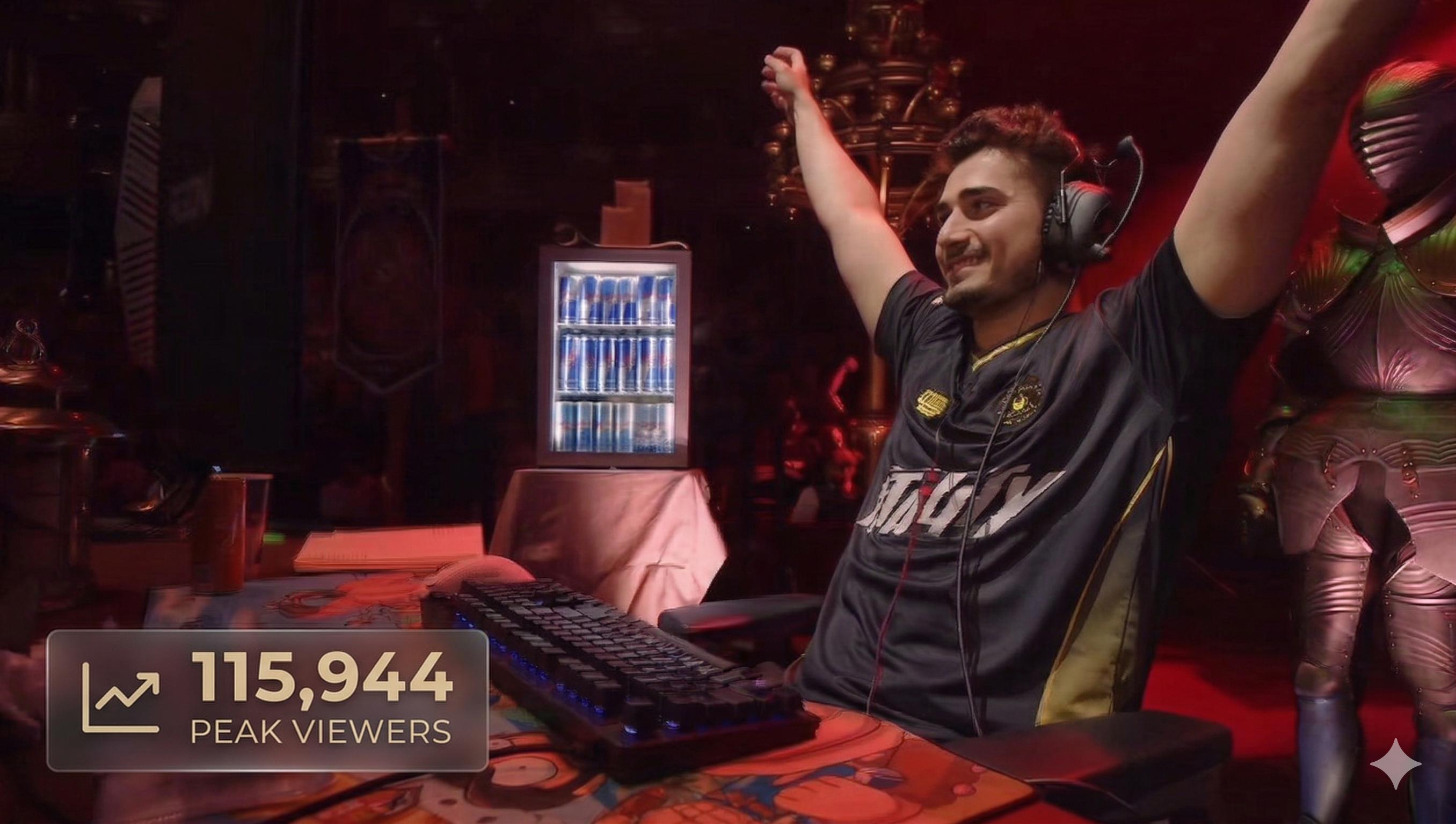 A shot of Hera right after winning the Red Bull Wololo: Londinium Age of Empires 2 tournament.