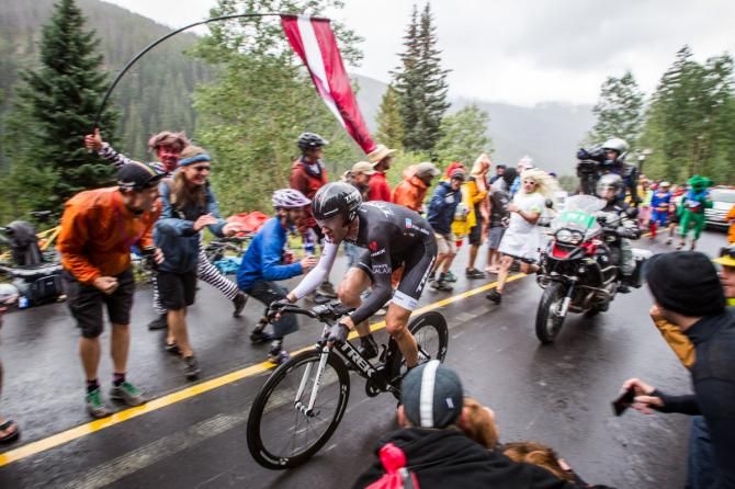 Jens Voigt (Trek) was buoyed by his crazed supporters along the route