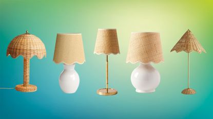 a selection of scalloped table lamps