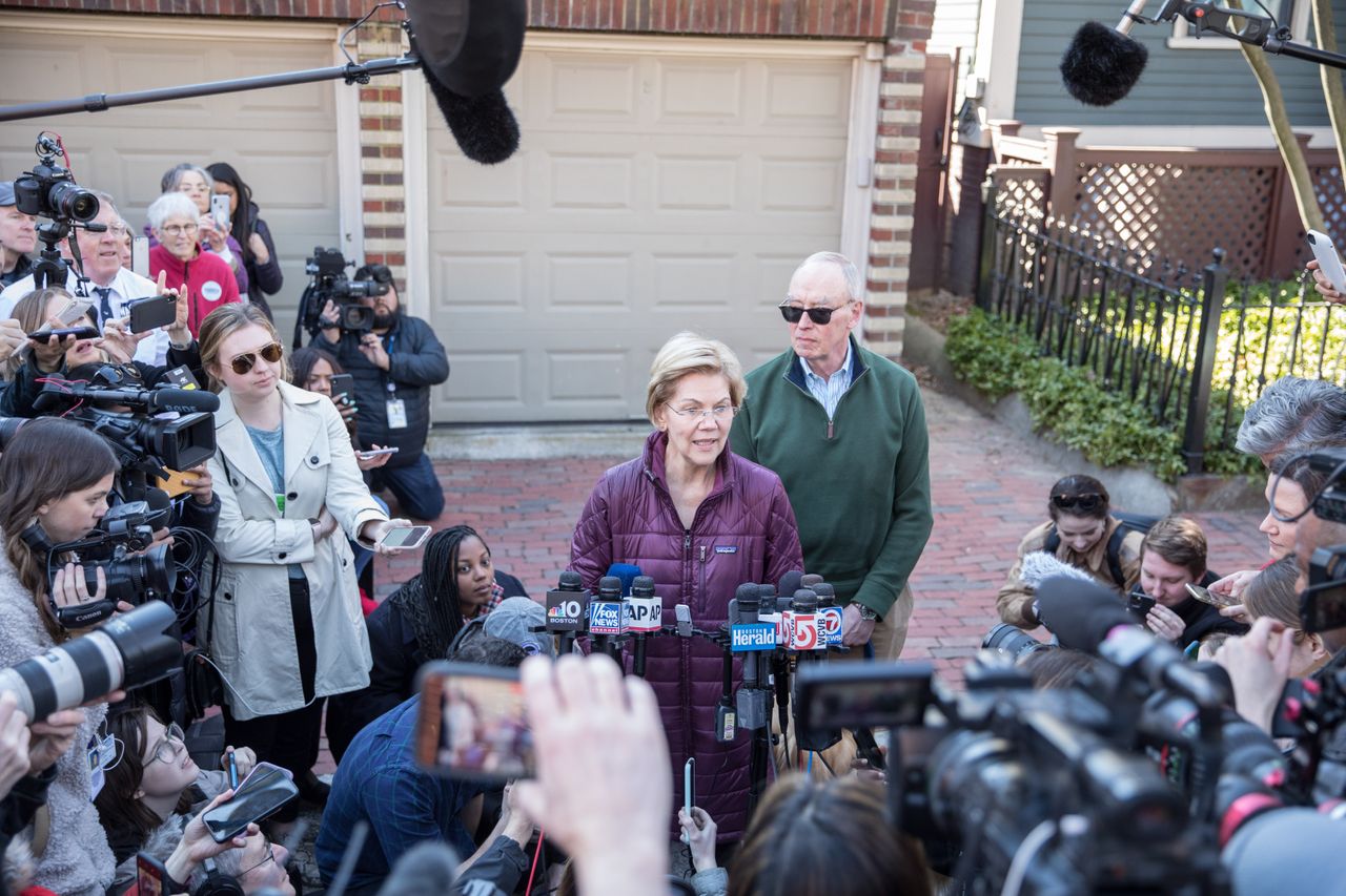 Elizabeth Warren at her home