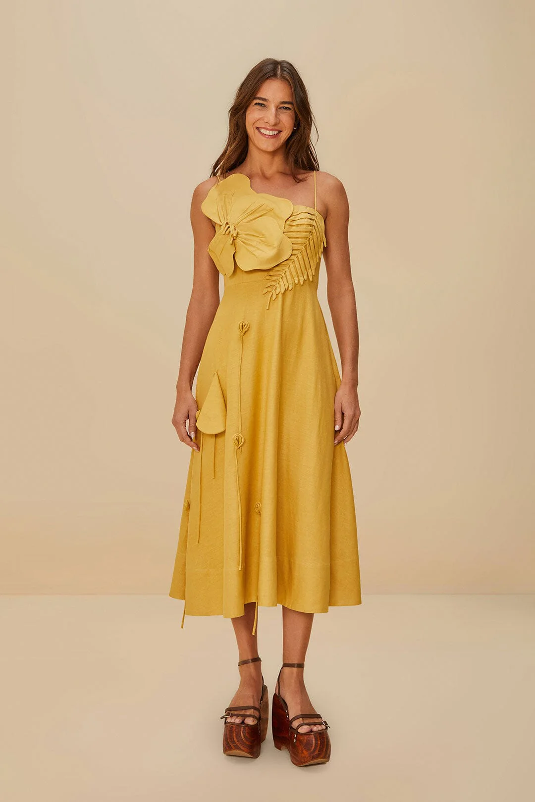 FARM RIO, Sand Garden Lenzing™ Ecovero™ Euroflax™ Midi Dress
