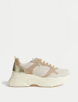 M&S Collection, Leather Lace Up Chunky Platform Trainers