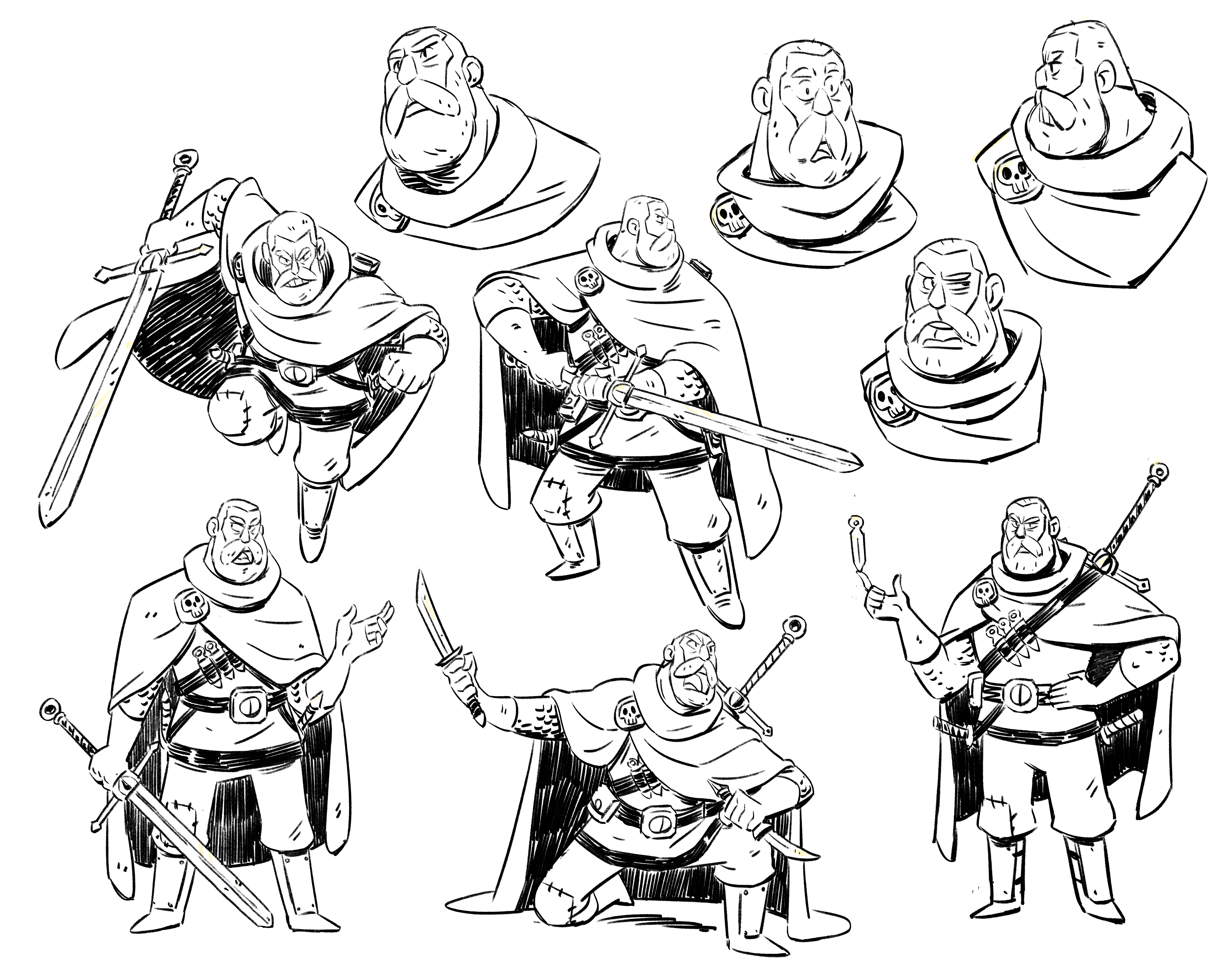 Comic art; warrior sketches