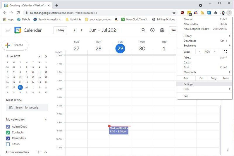 How to snooze Google Calendar notifications from the Chrome browser