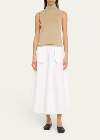 A-Line External Pocket Midi Skirt