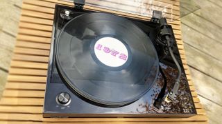 the fluance rt85n turntable spinning a record