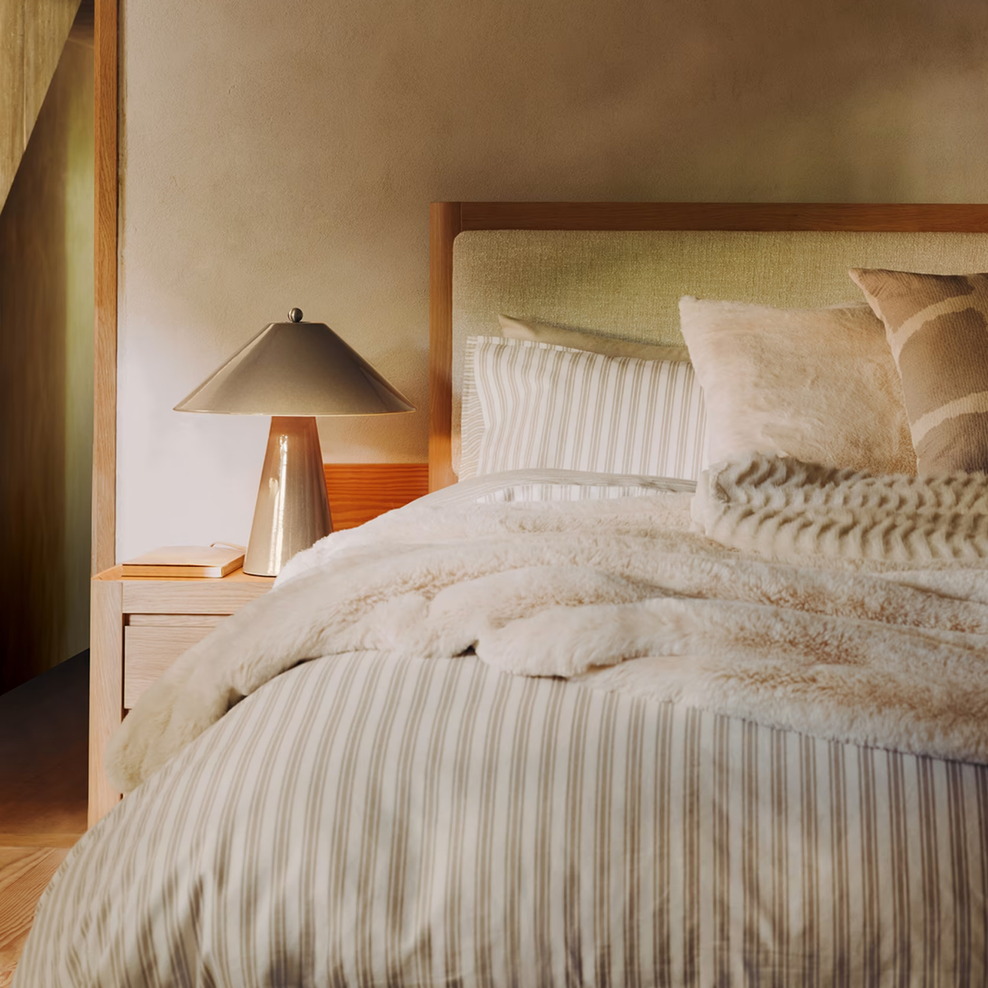 M&amp;amp;S Striped Brushed Cotton Bedding Set