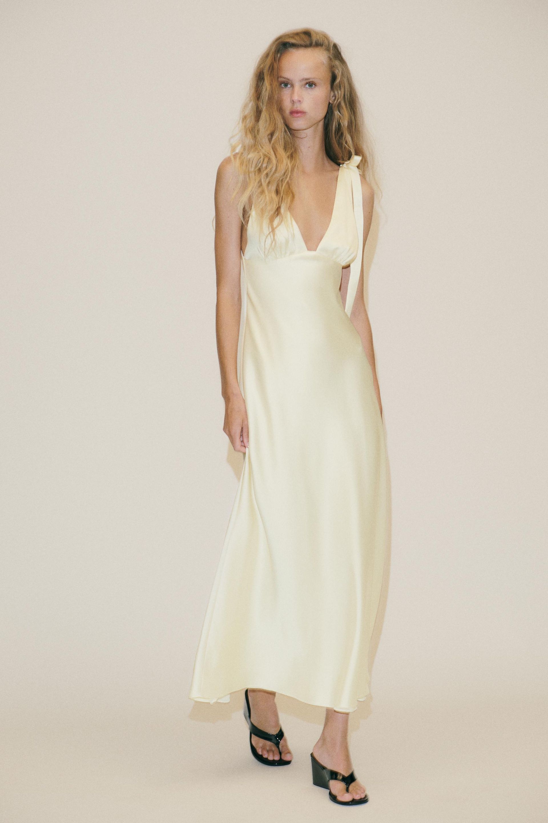 Satin Midi Dress With Ties