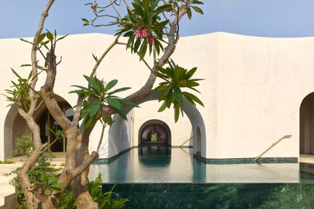 dua villa is an indian villa of minimalist shapes and play of light and shadow