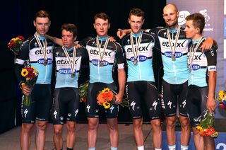 The Etixx-Quick Step riders on the podium