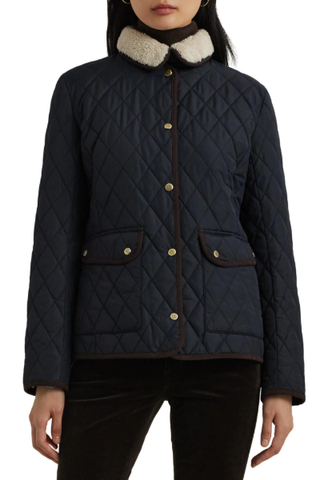 Lauren Ralph Lauren Quilted Faux Shearling Collar Jacket (Was $180) 