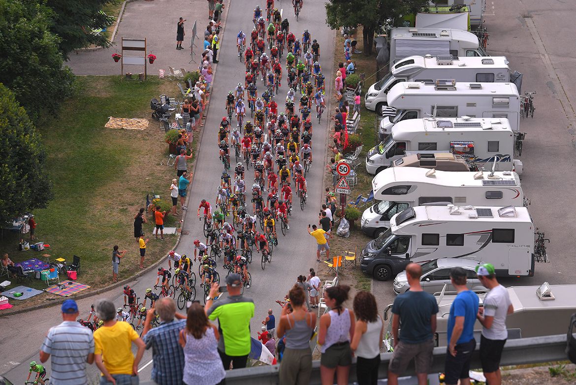 The bunch on stage 17 of the Tour de France