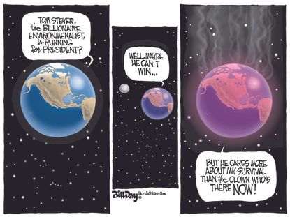 Political Cartoon U.S. Tom Steyer 2020 Election Climate Change Environment