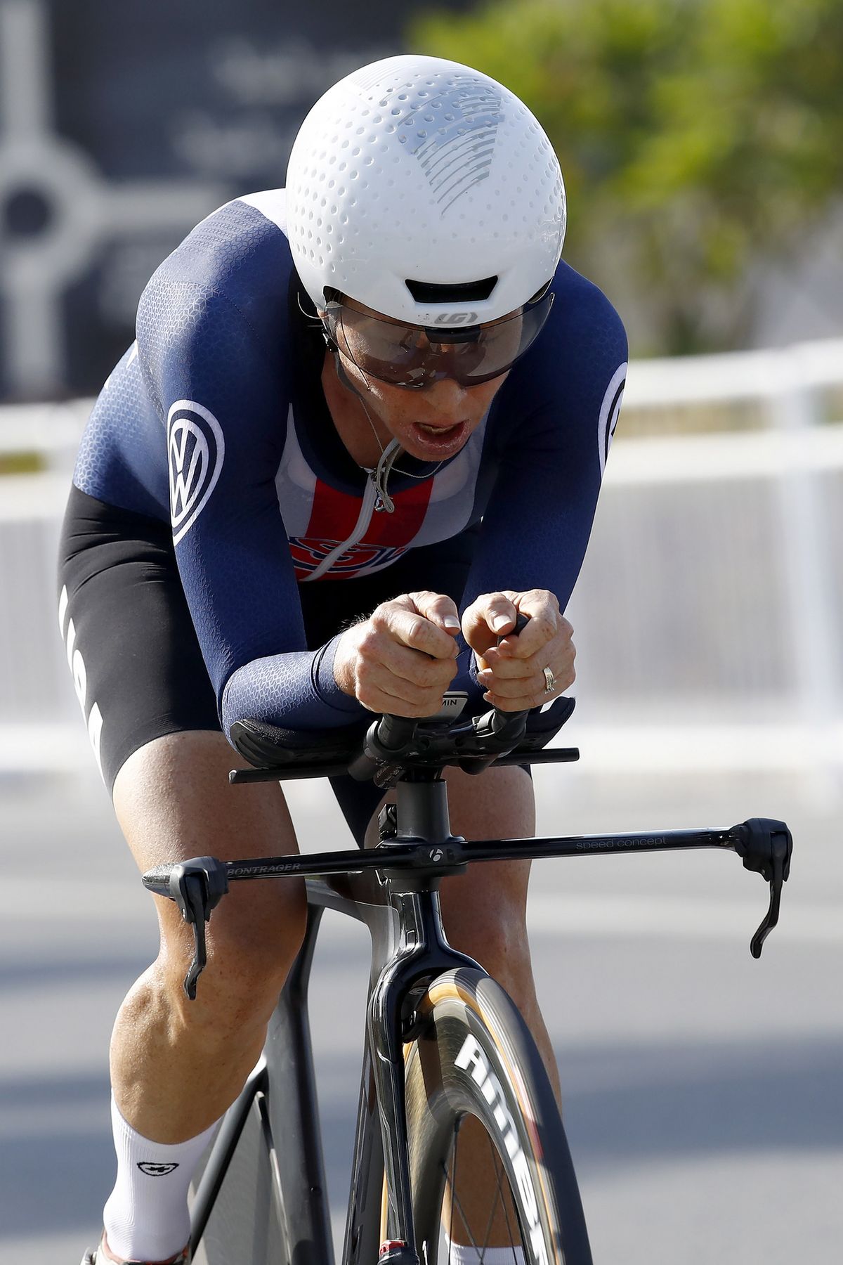 Amber Neben (USA) on her world championship ride in Doha