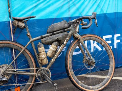 Anne-Marije Rook's mud caked bike after Unbound XL