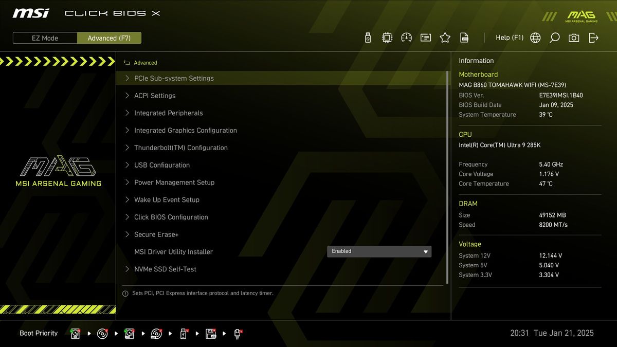 MSI MAG B860 Tomahawk Wifi