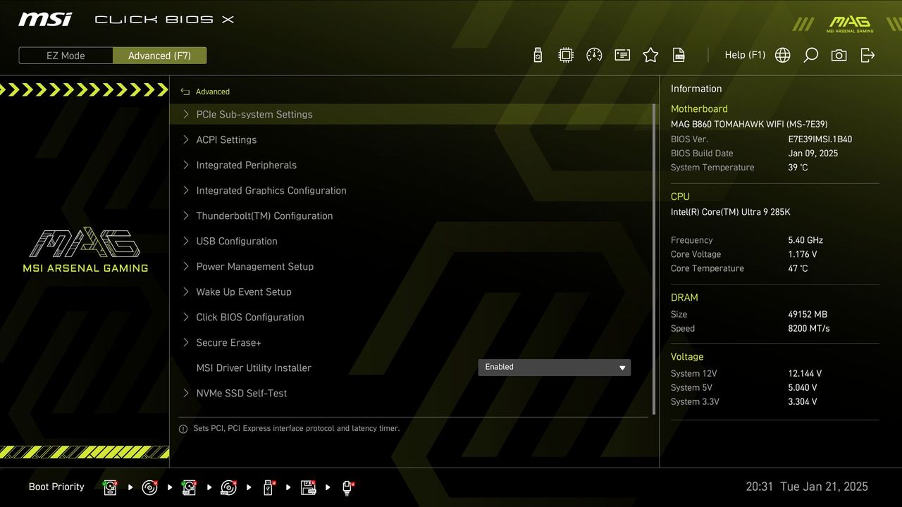 MSI MAG B860 Tomahawk Wifi
