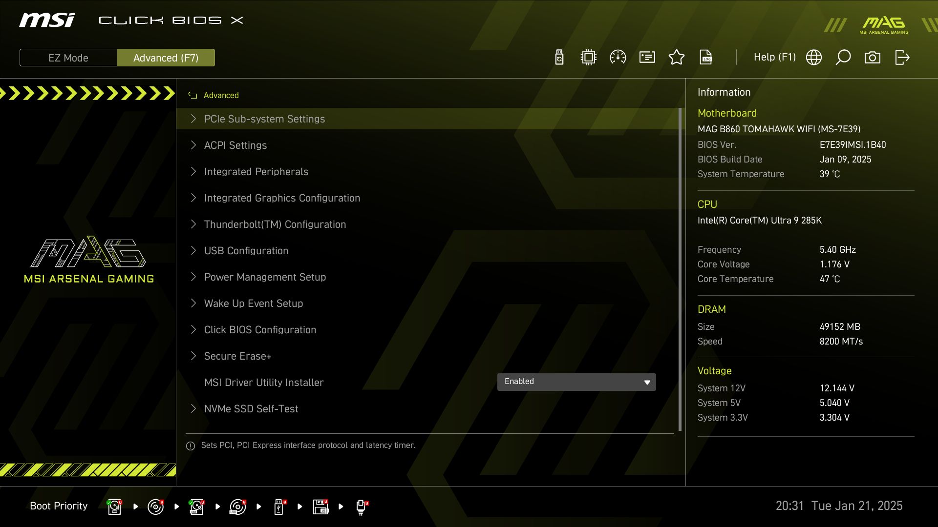 MSI MAG B860 Tomahawk Wifi