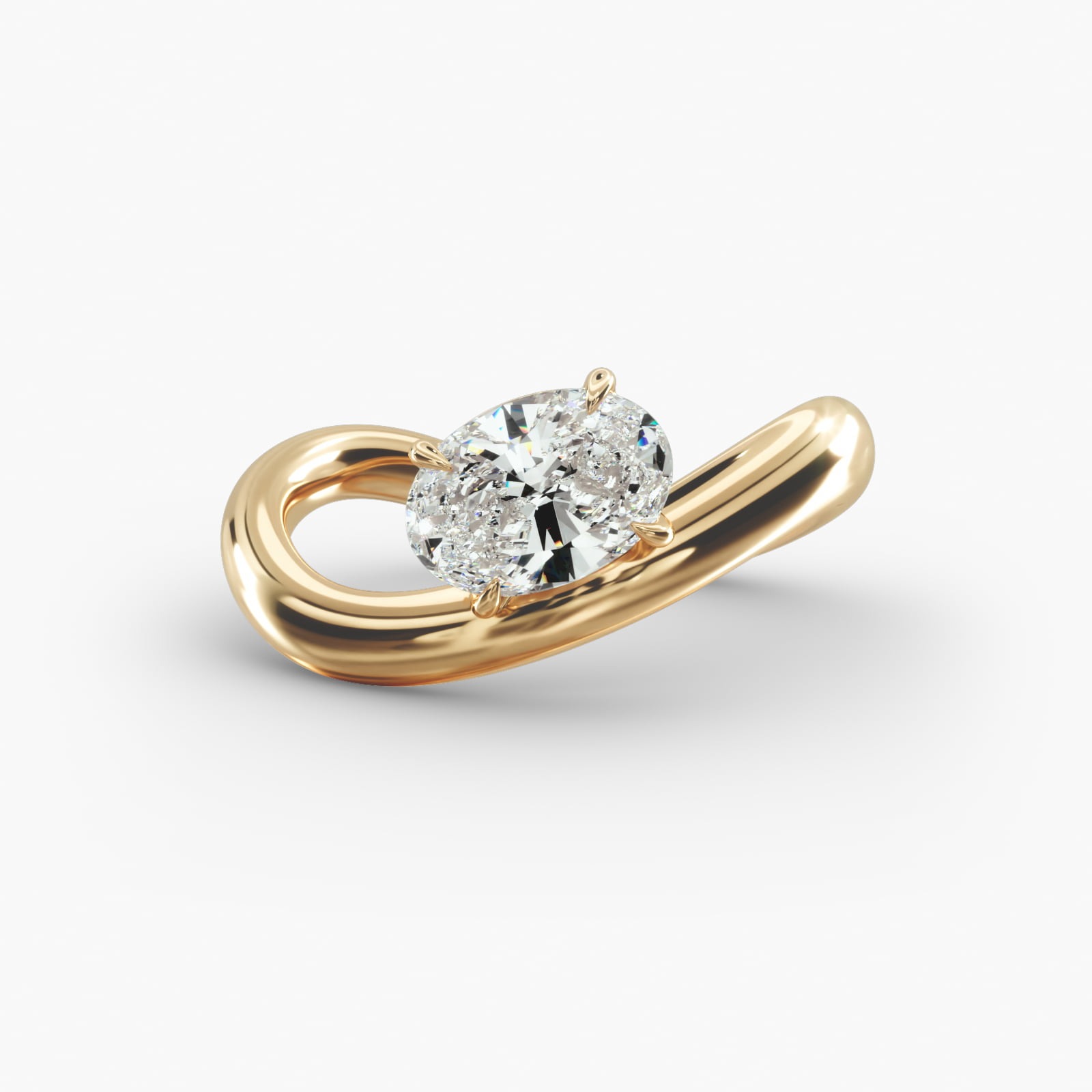 James Allen, Sculptural Waves Diamond Solitaire Ring