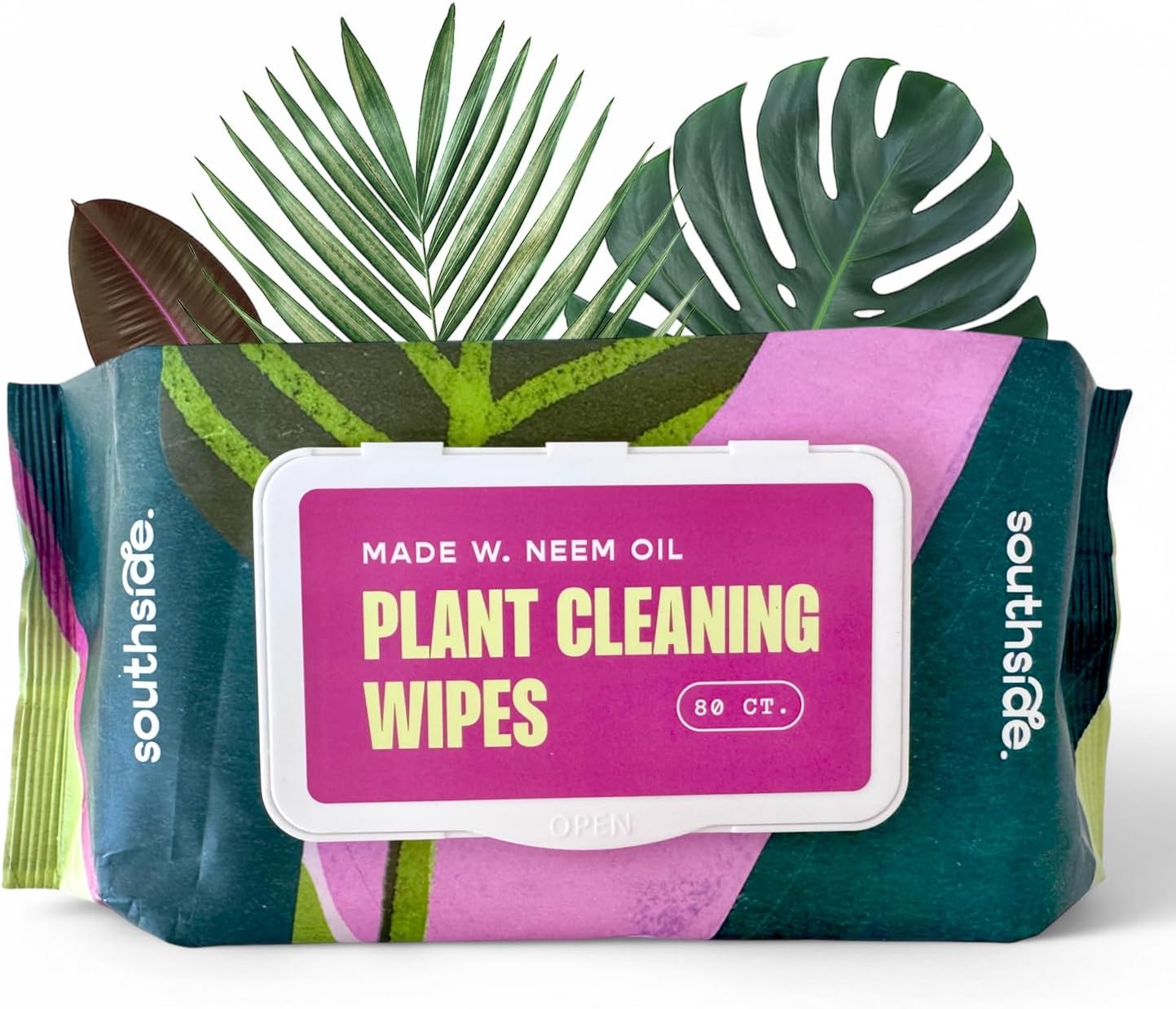 Plant Cleaning Wipes by Southside Plants - Gentle, Plant-Based Wipes for Shiny Leaves and Better Photosynthesis - Unscented, Extra Thick Waffle Weave Leaf Wipe for Indoor &amp;amp; Outdoor Plants - 80 Ct