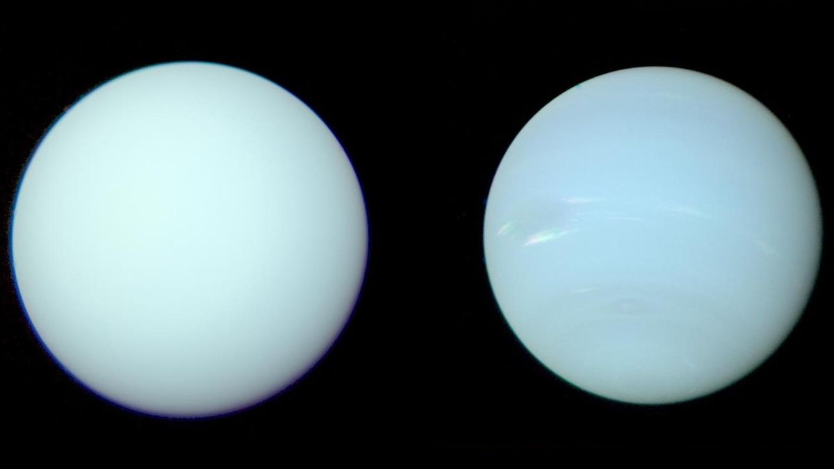 Uranus and Neptune are actually similar blues, 'true' color images ...