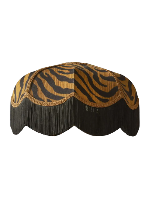 Tiger Print Velvet Fringed Lampshade