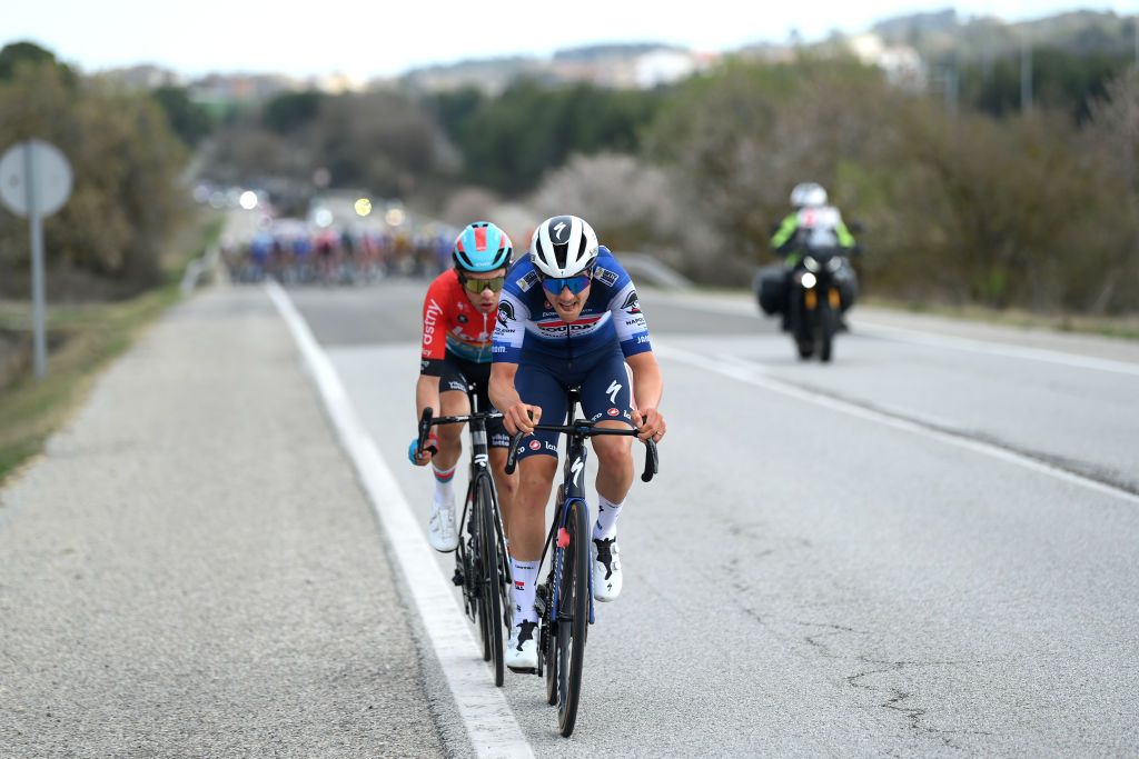 MOLINS DE REI SPAIN MARCH 25 Louis Vervaeke of Belgium and Team Soudal QuickStep attacks during the 102nd Volta Ciclista a Catalunya 2023 Stage 6 a 1741km stage from Martorell to Molins de Rei UCIWT on March 25 2023 in Molins de Rey Spain Photo by David RamosGetty Images