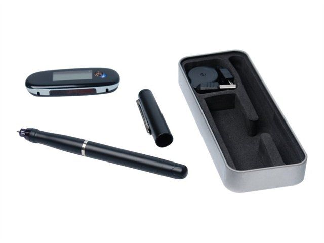 IRISNotes 1 for Smartphones image: The IRISNotes 1 digital pen comes with a positional receiver, a USB cord and a carrying case.