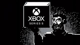 Pixel dude holding up an Xbox Series S logo