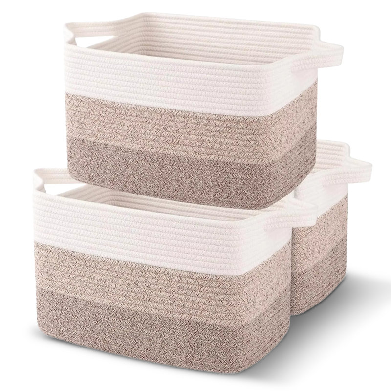 Latitude Run&amp;reg; Storage Baskets Set of 3 Woven Cotton Rope &amp;amp; Reviews | Wayfair
