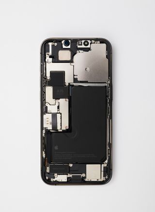 Interior view of an iPhone 13 Pro prototype