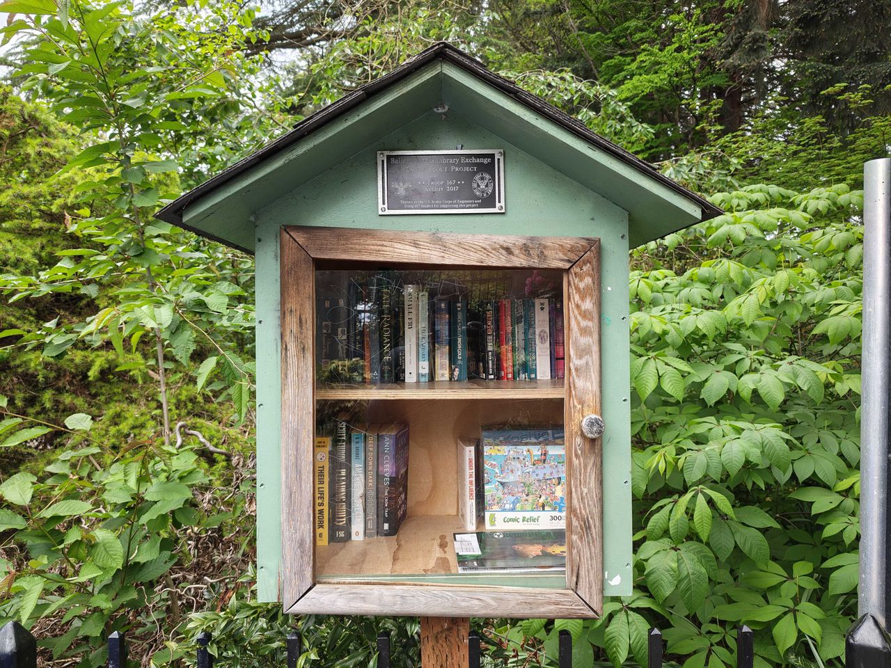 A green library exchange box