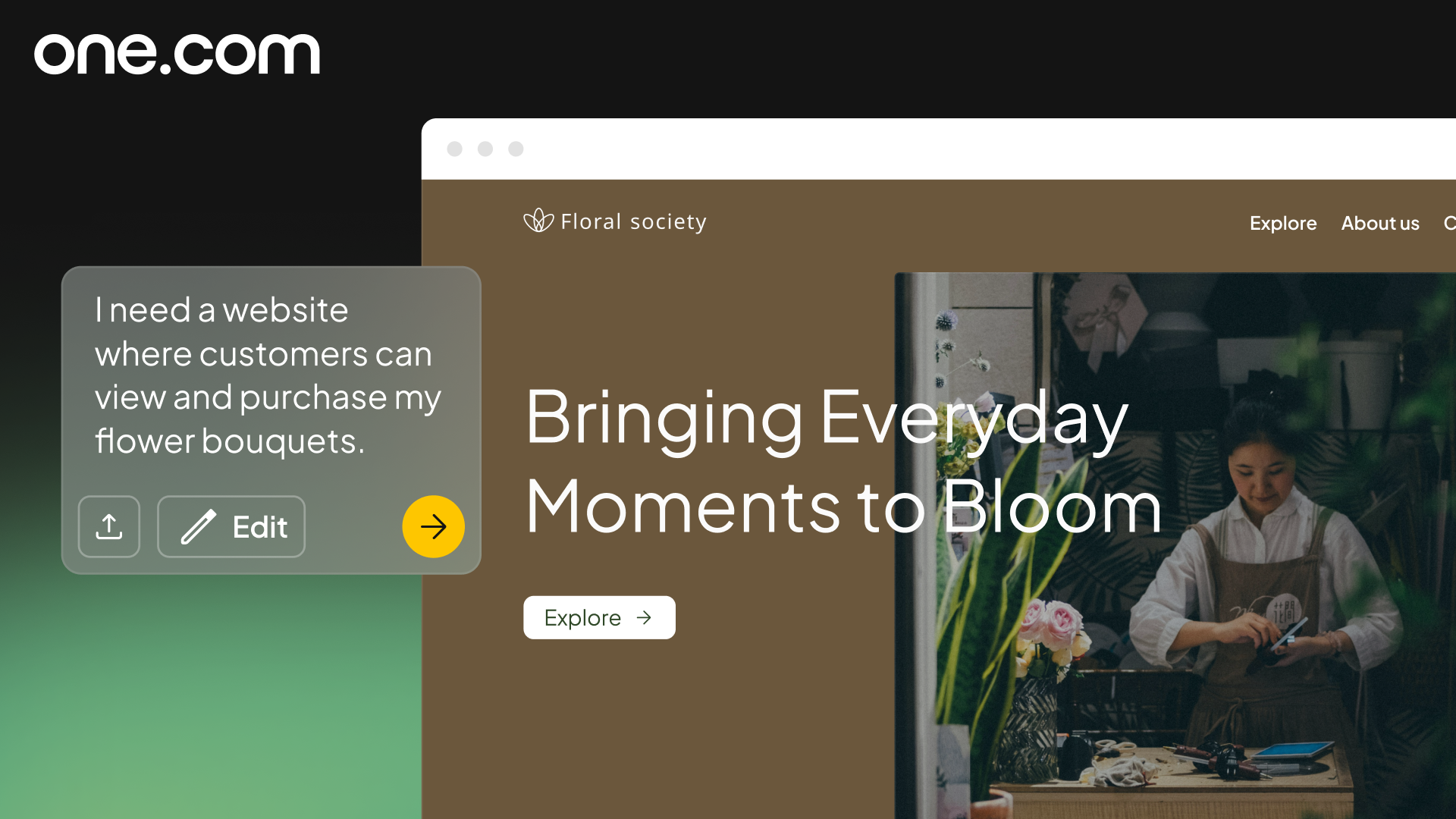 Promotional image showing Aida Website Builder features