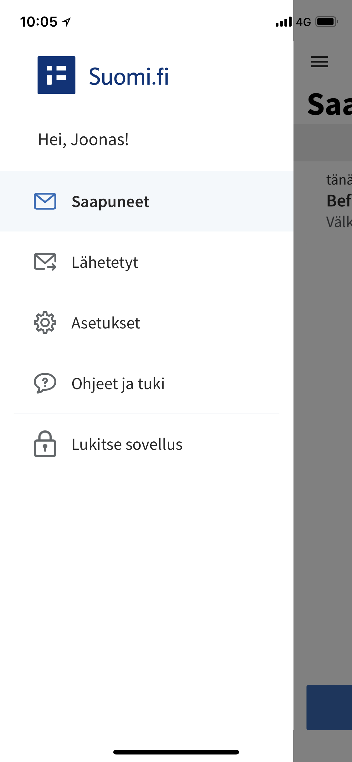 Sovellus kannattaa joko lukita suoraan Suomi.fi-sovelluksesta tai sulkea puhelimen omasta apinvaihtajasta.
