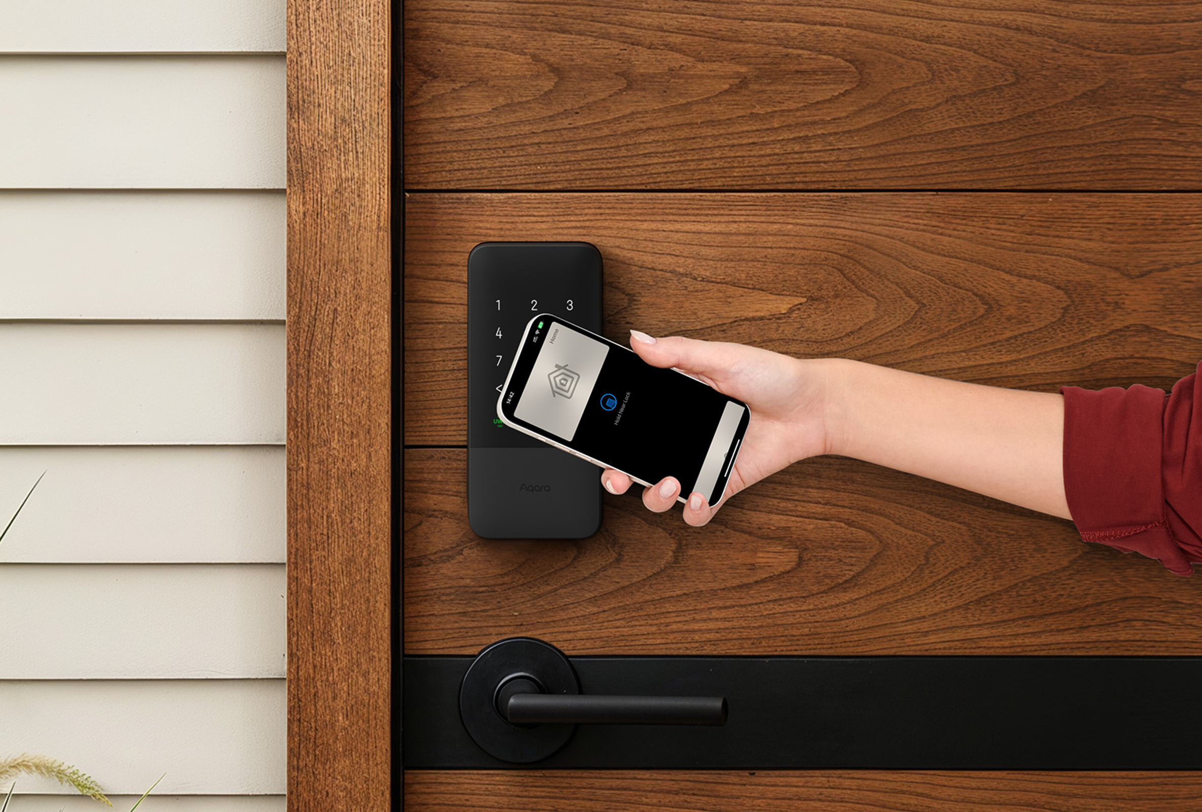 Aqara smart locks on a door