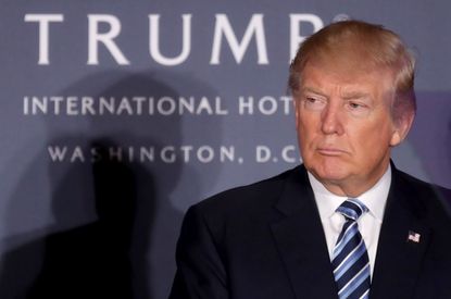 Donald Trump at the ribbon-cutting of the Trump International Hotel in Washington, D.C.