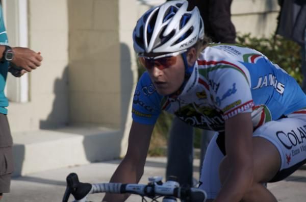 A Colavita/Baci Pro Cycling rider in action during the women's race.