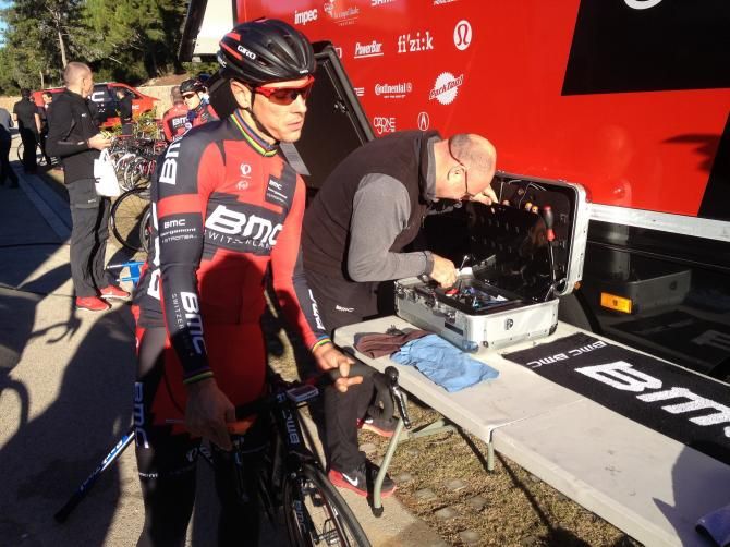 Philippe Gilbert had his eye out for something before setting off on his BMC teammachine SLR01.