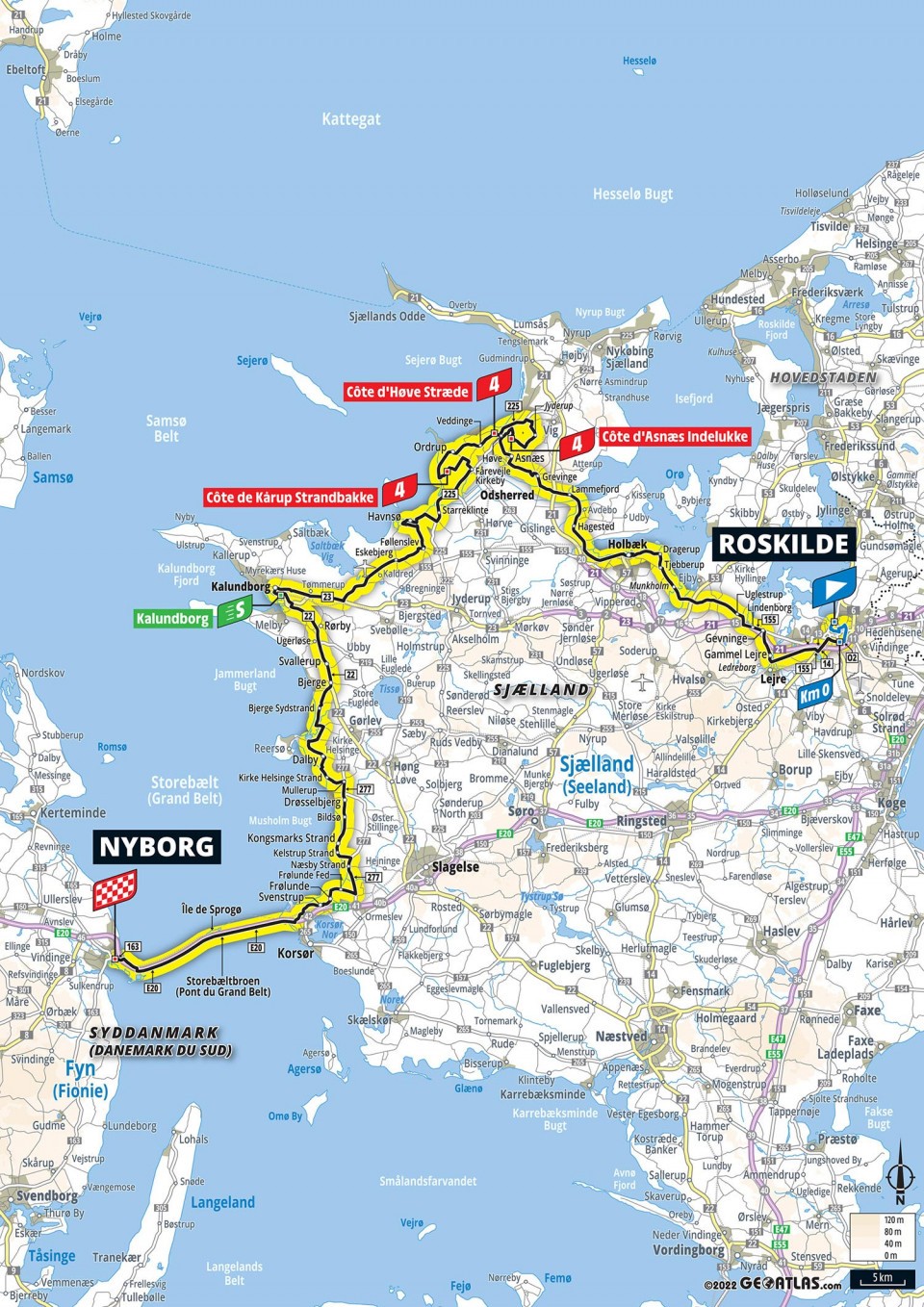 Mapa de ruta para la etapa 2 2022 Tour de France