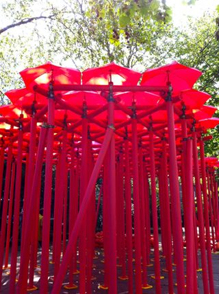 'Spring Forest', an installation by Draisci Studios and Fulton Umbrellas, dominates St James' Church Garden