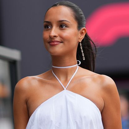 Alexandra Leclerc styled a little white dress with the mint green trend at the Formula 1 Monaco Grand Prix