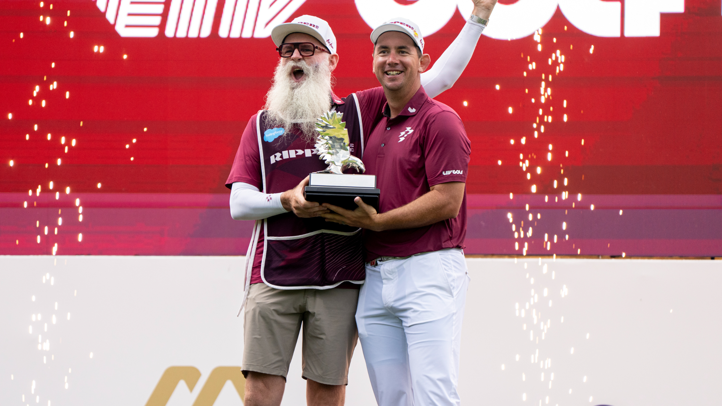 Lucas Herbert with the LIV Golf Virginia trophy