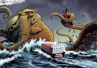 Political Cartoon U.S. Trade economy Trump