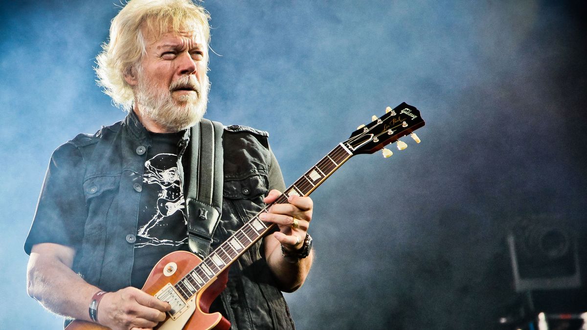 Randy Bachman of Bachman &amp; Turner performs on stage at High Voltage Festival in Victoria Park on July 25, 2010 in London, UK. He plays a Gibson Les Paul Standard guitar. 