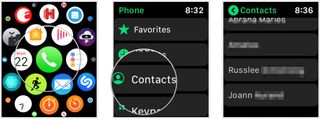 To make an RTT call on Apple Watch, tap on the Phone app on your Watch, select contacts, scroll, then tap on the contact to use.