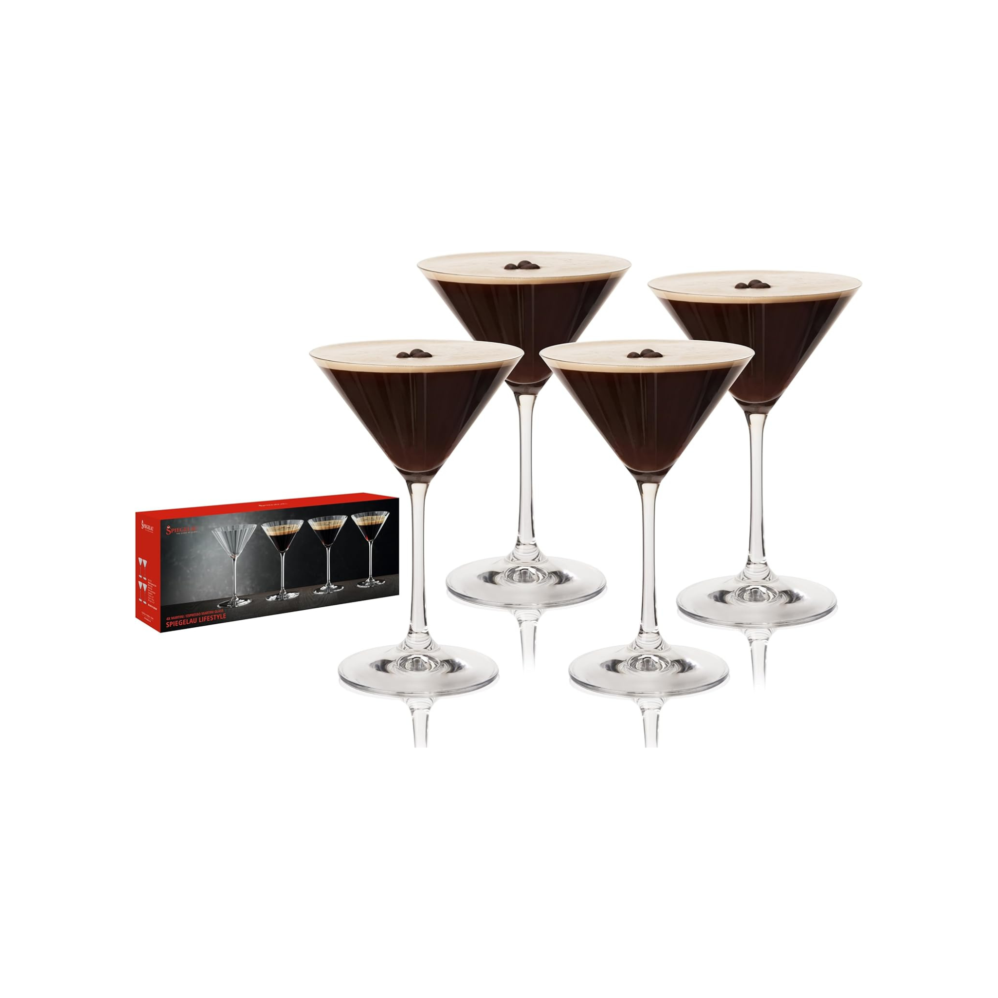 Spiegelau Espresso Martini Glass, Crystal Martini Glasses for Cocktails, Dishwasher Safe, Diamond Cut Glassware for Home Bar, 8.4 Oz, Set of 4