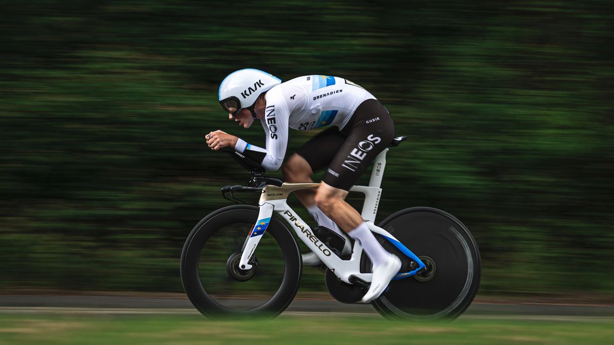 Picture by Alex Whitehead/SWpix.com - 19/06/2024 - British Cycling - 2024 Lloyds Bank National Road Championships - Individual Time Trial: Elite Men - Catterick, North Yorkshire, England - Josh Tarling of Ineos Grenadiers.