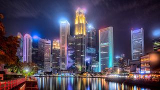 A view of Singapore's skyline at night