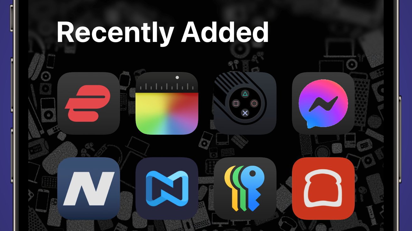 Sample app icons using forced dark mode in iOS 18 beta 3