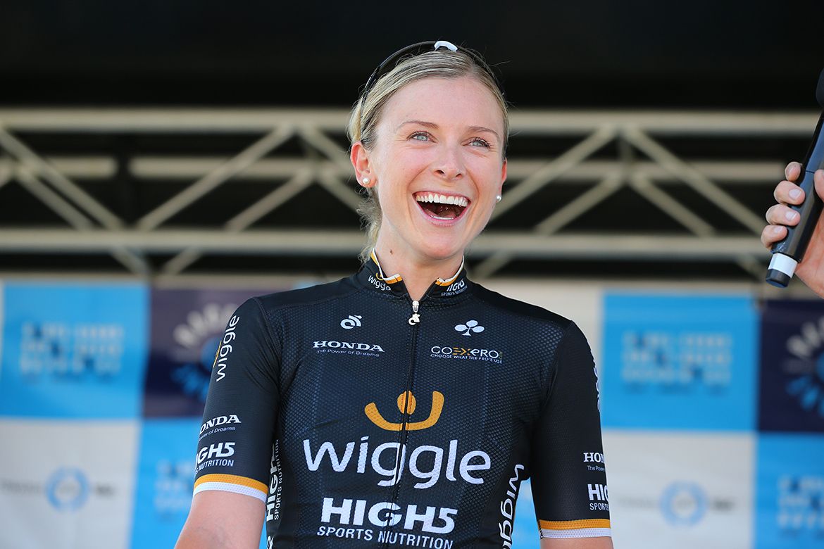 Annette Edmondson (Wiggle High5) was all smiles on the podium